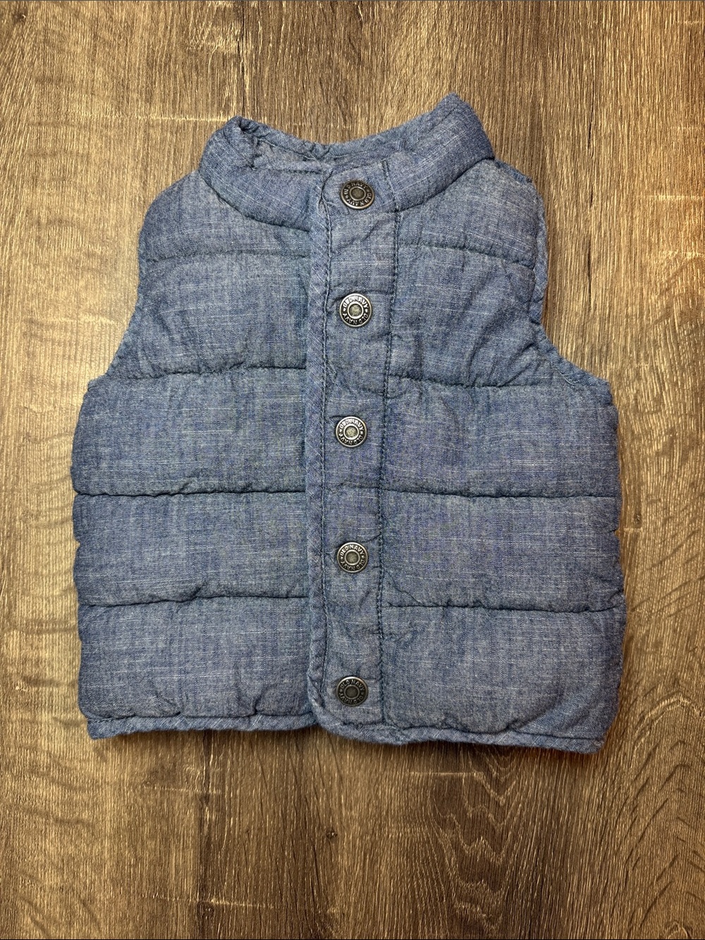 Old Navy Chambray Blue Quilted Snap-Front Kids Vest